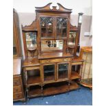 AN EDWARDIAN ROSEWOOD INLAID MIRRORBACK CHIFFONIER H 206 cm, W 135 cm