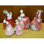 A COLLECTION OF ROYAL DOULTON LADY FIGURES 'PENELOPE' (RESTORED) HN1901, 'AUTUMN BREEZES' HN1934 AND