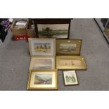 SIX ASSORTED FRAMED AND GLAZED WATERCOLOURS - VARIOUS ARTISTS AND SUBJECTS TO INCLUDE A RIVER