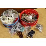 TWO TINS OF ASSORTED COSTUME JEWELLERY