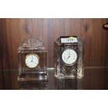 TWO SMALL WATERFORD CRYSTAL MANTEL CLOCKS