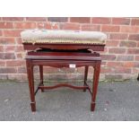 AN EDWARDIAN MAHOGANY 'RISE UP' INLAID PIANO STOOL