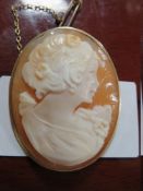 A 9 K GOLD CAMEO BROOCH