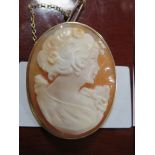 A 9 K GOLD CAMEO BROOCH