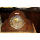 AN ART DECO OAK MANTEL CLOCK