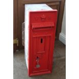 A HEAVY CAST POST BOX WITH KEY, H 72 cm
