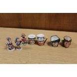 FOUR BESWICK AND ROYAL DOULTON CHARACTER JUGS TOGETHER WITH TWO GOEBEL FIGURES AND ANOTHER (7)