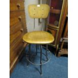 A MODERN INDUSTRIAL STYLE METAL / WOOD SWIVEL STOOL