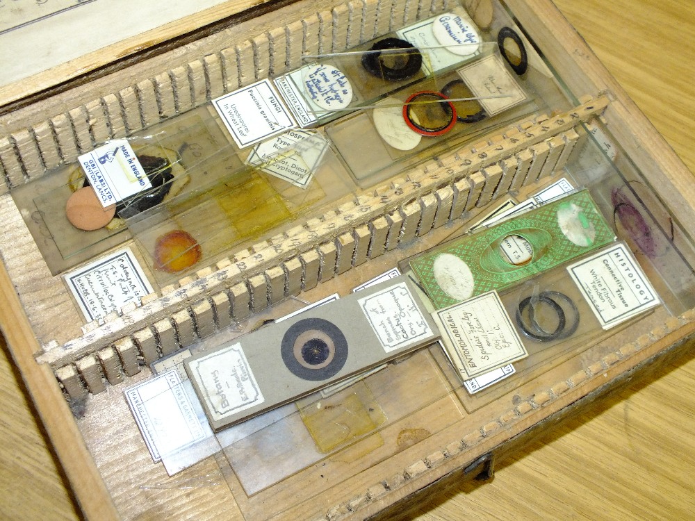 A BOX OF GLASS MICROSCOPE SLIDES