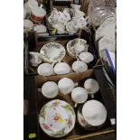 THREE SMALL TRAYS OF ASSORTED CHINA TO INCLUDE A SMALL SHELLEY TEAPOT, ROYAL KENT