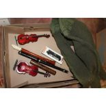 A BOX OF MUSICAL RELATED COLLECTABLES TO INCLUDE A WOODEN RECORDER