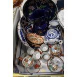 A COLLECTION OF ORIENTAL CERAMICS TO INCLUDE BLUE AND WHITE CUPS AN D SAUCERS