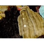 TWO LADIES FUR COATS TOGETHER WITH TWO OTHER FUR ACCESSORIES