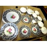 A TRAY OF ROYAL ALBERT SENORITA FLORAL CHINA TO INCLUDE TRIOS