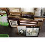 A QUANTITY OF ASSORTED PICTURES AND PRINTS TO INCLUDE AN ORIENTAL 3-D MOTHER OF PEARL PICTURE, SMALL