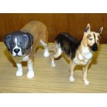 A BESWICK MATTE FINISH CH. CORNA-GARTH STROLLER DOG FIGURE TOGETHER WITH A GLOSS FINISH BESWICK