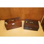 TWO ANTIQUE ROSEWOOD LIDDED BOXES