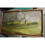 A FRAMED IMPRESSIONIST OIL ON BOARD SIGNED EMANUEL, TOGETHER WITH TWO PASTEL PICTURES OF WOODED