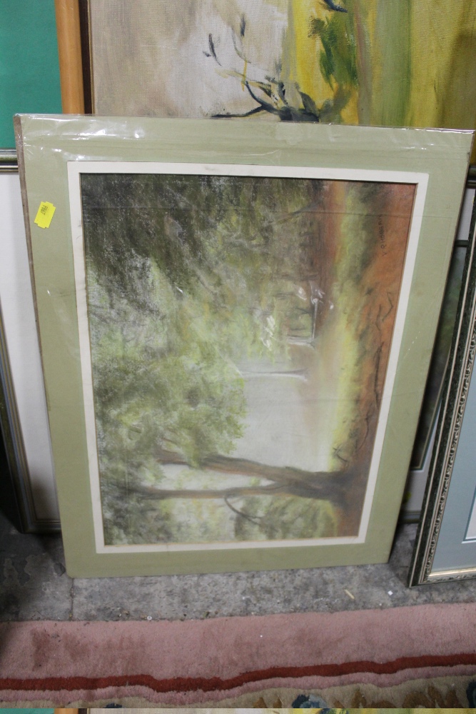 A FRAMED IMPRESSIONIST OIL ON BOARD SIGNED EMANUEL, TOGETHER WITH TWO PASTEL PICTURES OF WOODED - Image 3 of 3