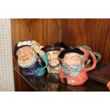 SIX LARGE ROYAL DOULTON CHARACTER JUGS TO INCLUDE OLD SALT, JOHNNY APPLESEED, FALSTAFF ETC.