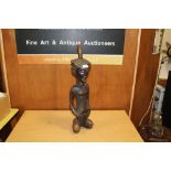 A LARGE CONGO AFRICAN TRIBAL CARVED WOODEN FIGURE, H 66 CM