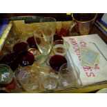 A TRAY OF GLASSWARE TO INCLUDE DRINKING GLASSES