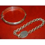 A SILVER BANGLE AND A BRACELET, APPROX WEIGHT 36.7 G