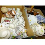 TWO TRAYS OF ASSORTED CERAMICS TO INCLUDE WEDGWOOD JASPERWARE TOGETHER WITH A TAMS WARE BLUE AND
