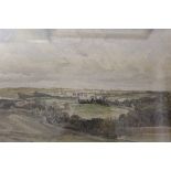 A FRAMED AND GLAZED WATERCOLOUR OF A RURAL LANDSCAPE SIGNED GRAHAME HALL 1920, SEE VERSE - SIZE 37