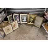 A QUANTITY OF ASSORTED PICTURES AND PRINTS TO INCLUDE A GILT FRAMED OIL ON CANVAS, GILT FRAMED