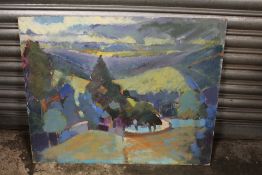 BARBARA STEWART - AN UNFRAMED IMPRESSIONIST OIL ON BOARD ENTITLED GATHERING STORM DETHICK ENTITLED