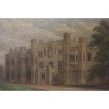 St Mary's Abbey - A FRAMED OIL ON CANVAS OF ST MARY'S ABBEY LITTLE HAYWOOD -SIZE 25.5 CM BY 41 CM