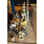 A COLLECTION OF GOEBEL BIRD FIGURES, TOGETHER WITH TWO CONTINENTAL STYLE SOLDIER FIGURES (12) A/