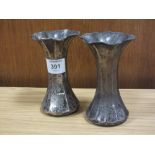 St. Mary's Abbey - A PAIR OF HALLMARKED SILVER FRILL TOP VASES, COMBINED WEIGHT 181 G