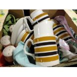 TWO BOXES OF CERAMIC JUGS AND BRACKEN POTTERY