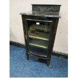 St Mary's Abbey - AN EDWARDIAN EMBOSSED MUSIC CABINET WITH BOWED GLASS H-115 W-53 CM