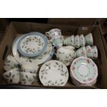 A TRAY OF FOLEY FLORAL CHINA AND WEDGWOOD PENSHURST CHINA