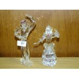 TWO SWAROVSKI CRYSTAL FIGURES, OF A DANCING MAN AND A LADY WITH MASK