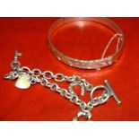 A SILVER BANGLE AND A BRACELET, APPROX WEIGHT 36.8 G