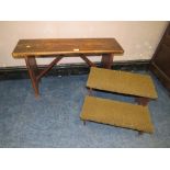 St Mary's Abbey - A VINTAGE CHURCH STOOL H-48 W-86 CM AND A TWO STAGE STEP (2)