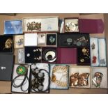 TWO TRAYS OF MOSTLY MODERN COSTUME JEWELLERY
