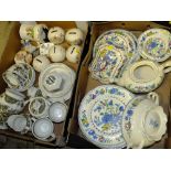 A TRAY OF MASONS REGENCY DINNER WARE TOGETHER WITH A TRAY OF ASSORTED CERAMICS AND CHINA TO