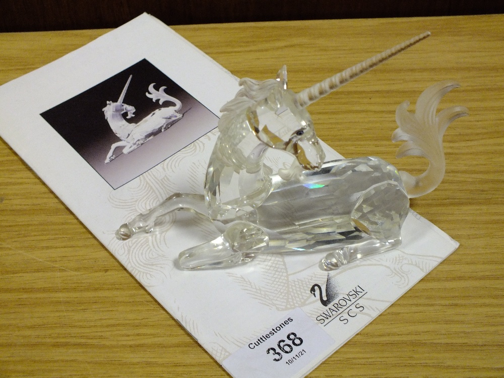 A SWAROVSKI CRYSTAL FIGURE OF A UNICORN WITH CERTIFICATE - Image 2 of 2