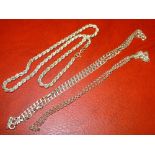 THREE SILVER CHAINS, APPROX WEIGHT 26.6 G