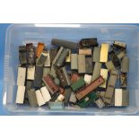 CIRCA SIXTY PIECES OF UNBOXED ROLLING STOCK COVERED/UNCOVERED WAGONS/TANKERS ETC.