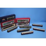 THREE BACHMANN 00 GAUGE CARRIAGES IN CORRECT BOXES, five Bachmann carriages in incorrect boxes and