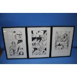 MARK BUCKINGHAM COMIC ARTIST - three original inked story pages for "Fables" drawn by Mark