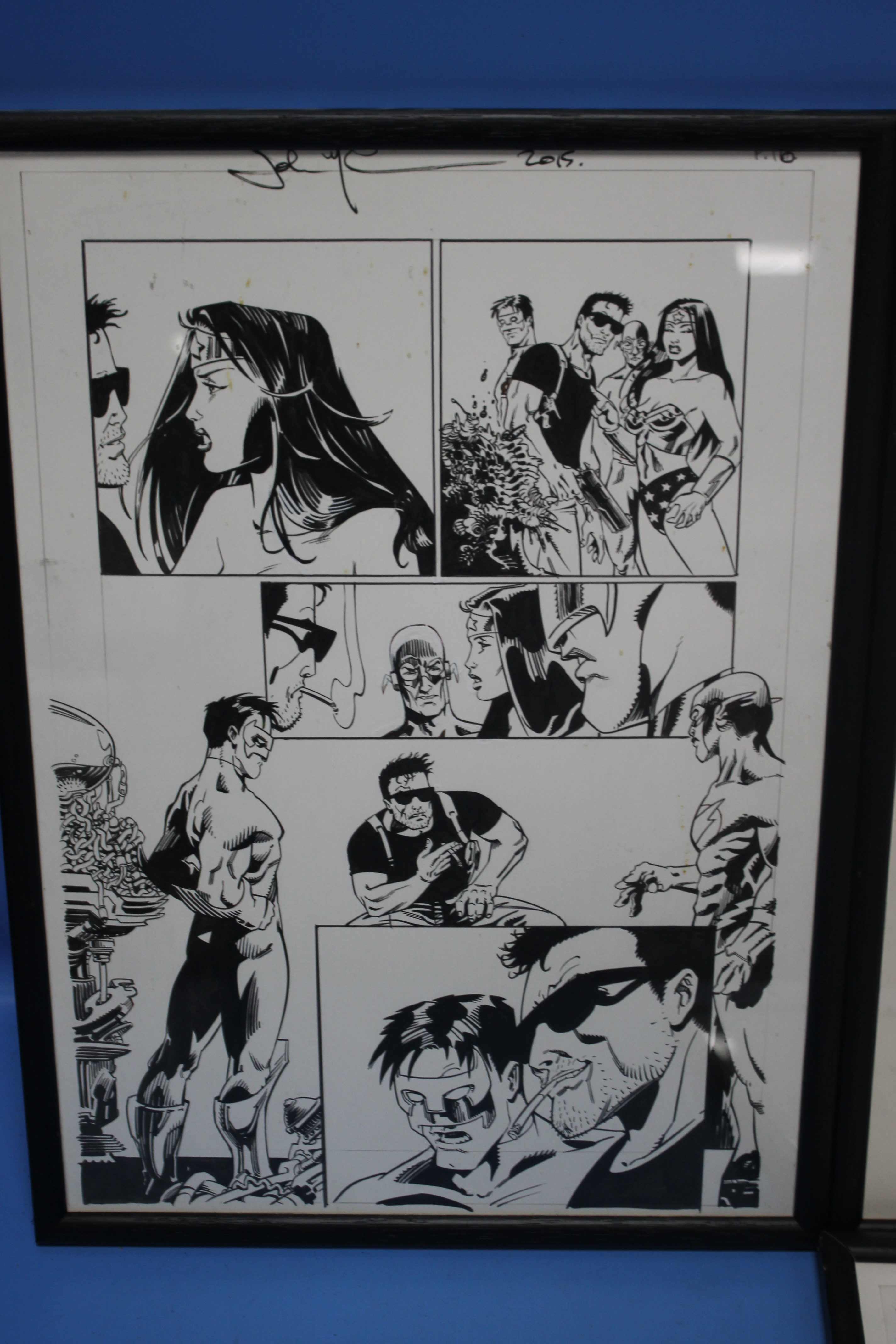 COMIC ART STORY PAGES, various story pages signed by artists, all framed approx. 44 x 32 cm - Image 2 of 5