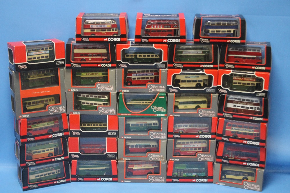 THIRTY TWO BOXED CORGI OMNIBUSES, 1:76 Scale.