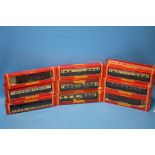 NINE HORNBY 00 GAUGE BOXED CARRIAGES, to include R.456, R123, R.457, R.474, R 385, R.122, R.458, R.